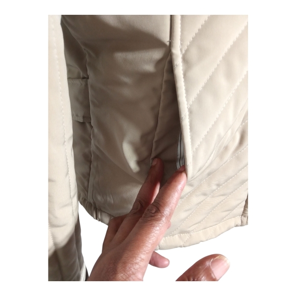 Calvin Klein Women’s Quilted Hooded Beige Zip Button Hook Closure Jacket Small - Picture 11 of 12